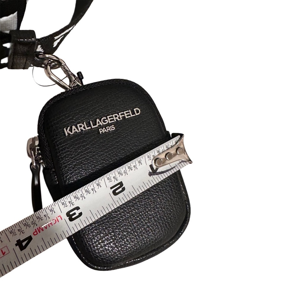Karl Lagerfeld Camera Bag Black Crossbody Black & White Logo Strap Charms Paris - Picture 16 of 17